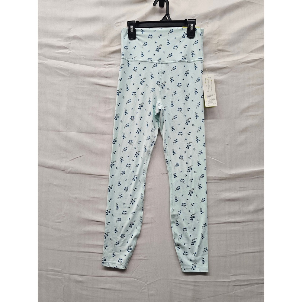 All in Motion Womens Floral High Rise 7/8 Leggings Green Nylon Blend Size Small